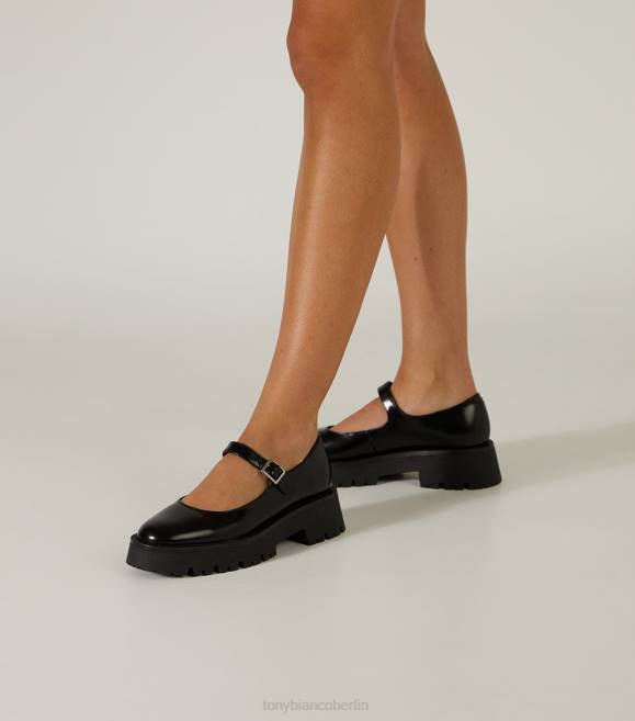 Slipper| de Tony Bianco Frauen Betsy Freizeitschuhe Schwarz hochglänzend 4624578